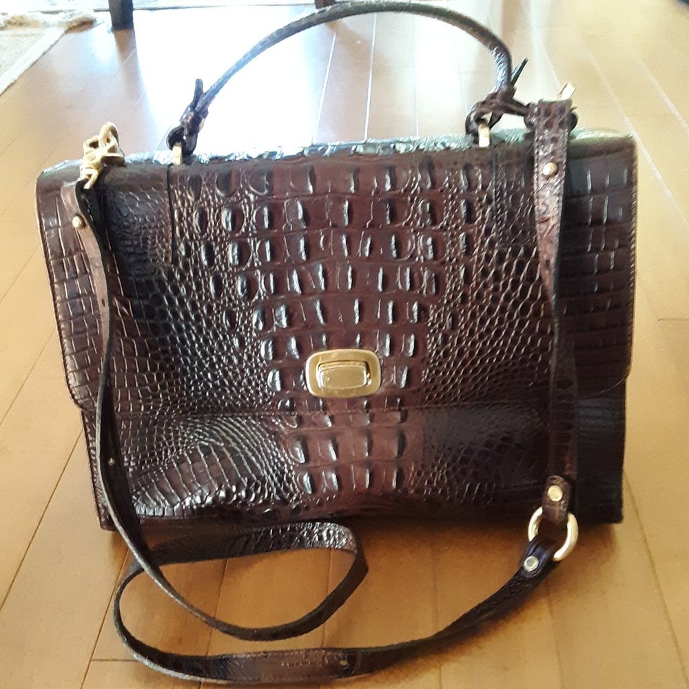 Vintage Brahmin Pecan Croc Embossed Satchel/Handba